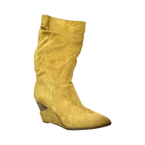 Jessica Simpson Helveta 2 Wedge Boot Tan Suede Size 6.5 Slouch Zip - Picture 7 of 12